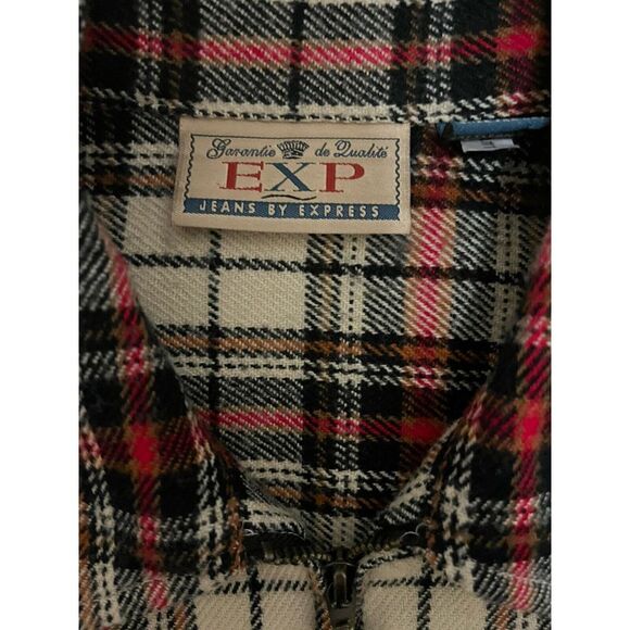 Vintage EXP Express Jean Full Zip Flannel Women's Jacket Shacket Shirt - Medium - Picture 3 of 6